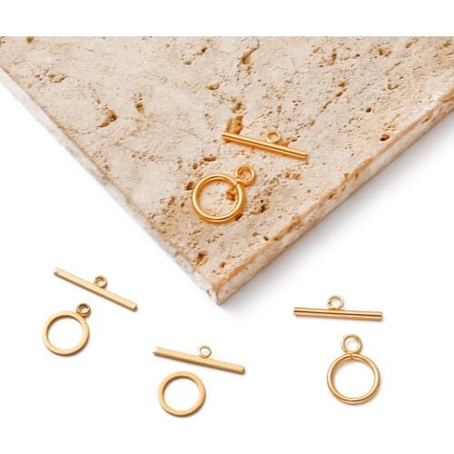 18K Gold 1Set Copper OT Toggle Clasps Hooks Bracelet Necklace Connectors For DIY Jewelry Finding Making Accessories Supplies 039