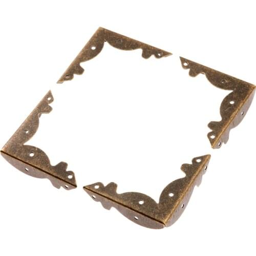 4pcs/set Iron Corners Antique Bronze Bracket 46mm Triangle Decor Scrapbook Album Jewelry Wood Box Protectors Table Leg w/Nails