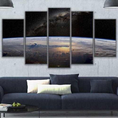 5 Panel Space Universe Planet Landscape Pictures Posters Wall Art Home Decor Canvas HD Prints Paintings Living Room Decoration