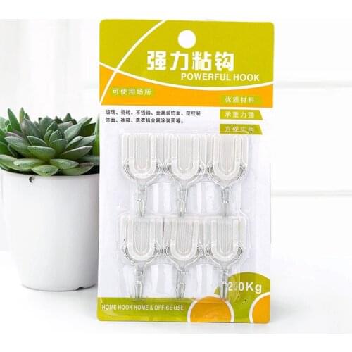 6pcs Non-marking Hook Self-adhesive Hook Wall Door Clothing Hanger Key Debris Hook Bathroom Kitchen Sticky Rack Wall Hook