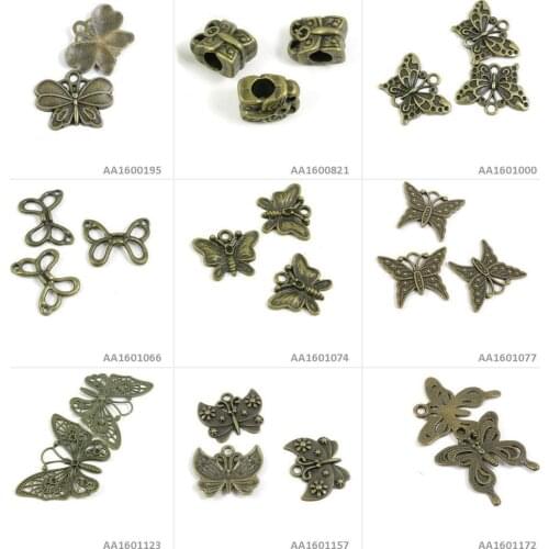 Antique Bronze Tone Jewelry Charms Butterfly Connector Loose Beads Bracelet Pendant Necklace Beading Craft Making Supplies