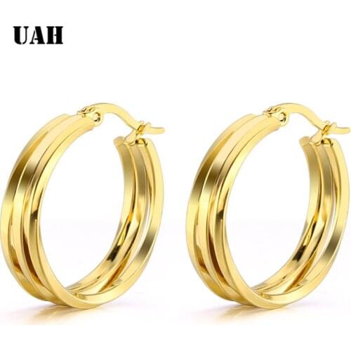 UAH Big Earrings New Trendy Gold color Hoop Earrings Jewelry Wholesale Round Large Size Hoop Earrings For Women