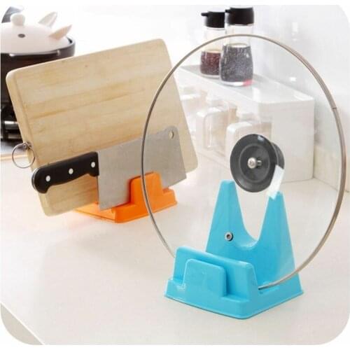 1pc household kitchen plastic non-porous water pot knife holder cutting board storage rack with pot cover holder cut board rack