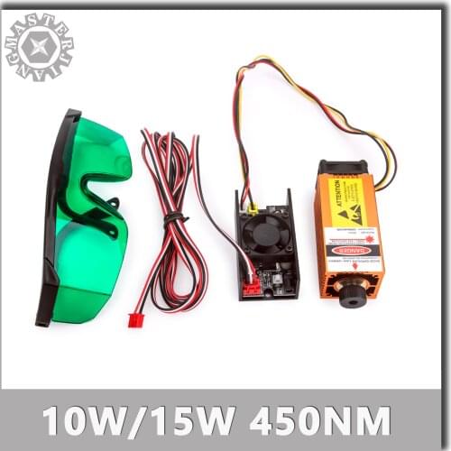 10W 15W 450NM Laser Engraving Machine Parts blue laser module laser cutting Module 10w 15w 450nm Laser Tube Diode+Free Glasses