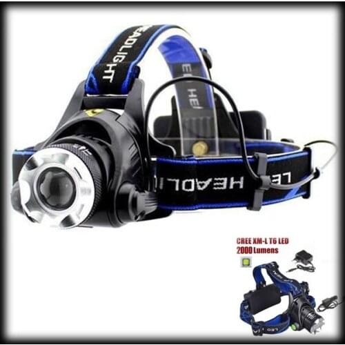 By dhl or ems 100pcs Bike Front Light 2000 Lumens XM-L XML T6 Led Bicycle Light Headlight Headlamp Bike Light Set