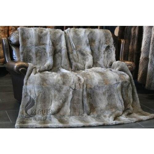 CX-D-08B/Z 218x218CM Home Sofa Bed Natural Colour Genuine Rabbit Fur Blanket