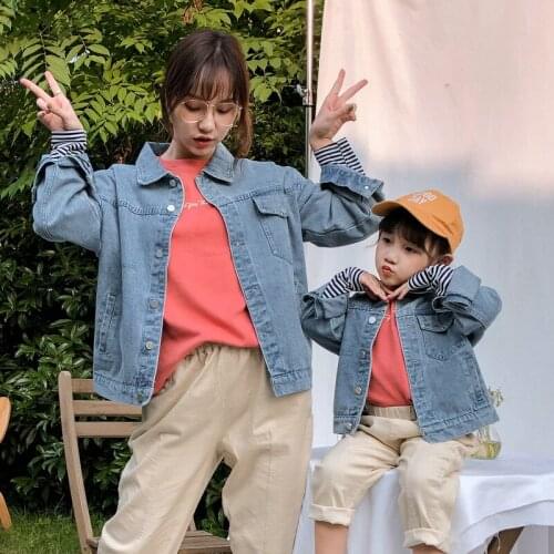 Mommy and Me Denim Jacket Family Matching Outfits Clothes Outerwear Casual Jacket Autumn Kids Fashion Casual Cowboy Coat Clothes