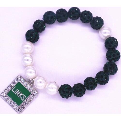 Blue Diamond Ball Beads Greek Society Square Charm Incorporated Links Bracelets For Woman