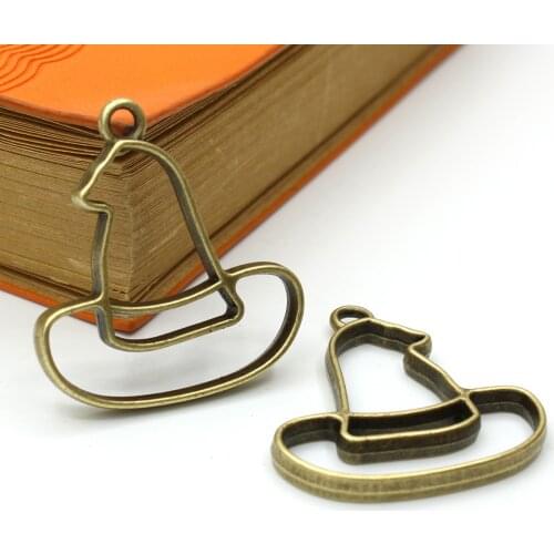 Halloween Witch Hat Shape Hollow Frame DIY Necklace Keychain Jewelry Accessories UV Drip Plastic Alloy Open Frame 5 Colors 4pcs