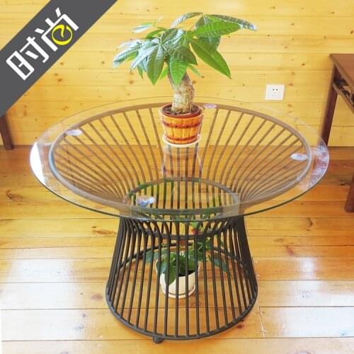 Round tea table. Creative tea table. Toughened glass