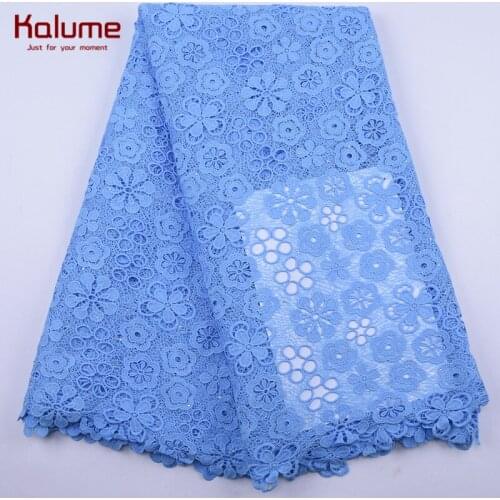 Kalume Latest Nigerian Guipure Cord Lace Fabric High Quality African Cord Lace Fabric With Stones Wedding Materials Dress 2106