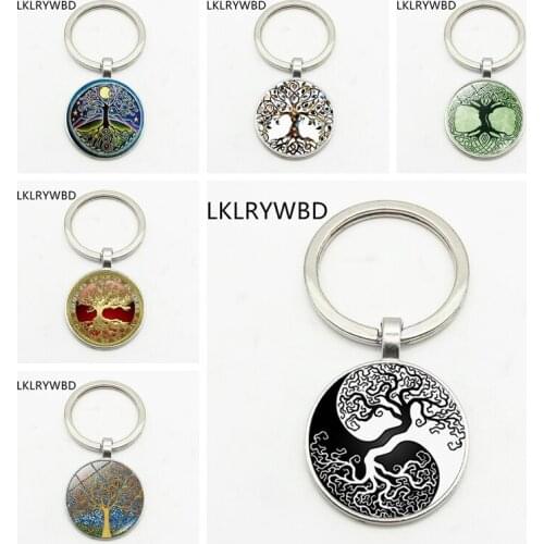 LKLRYWBD / Best Selling Life Tree Fashion Keychain Key Ring Jewelry Pendant Convex Glass Keychain