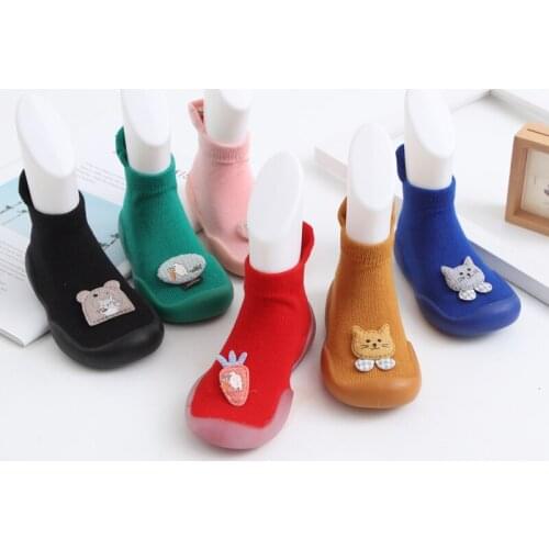 Cartoon Baby Boys Anti-slip Knitted Baby Socks Shoes Infant Rubber Sole Baby Casual Shoes Toddler Girl Shoes Children Cute Shoes
