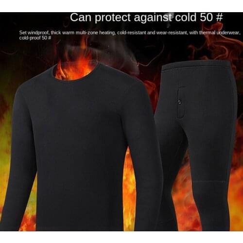 Mens Intelligent Heating Suit Winter Electric Heated Underwear Set USB Battery Powered Women Thermal Heatable Underwear Clothes