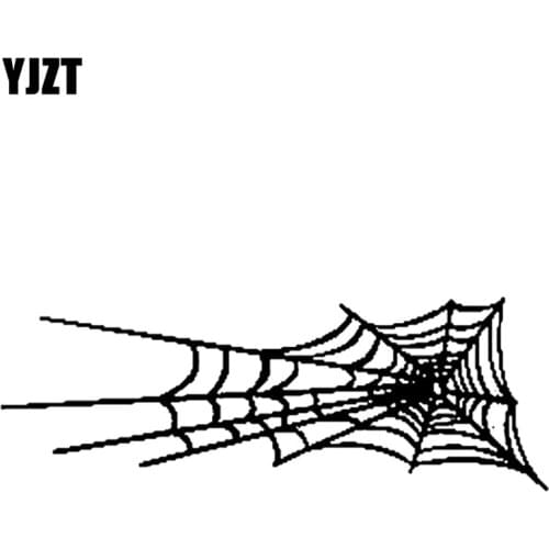 YJZT 15.3CM*5.5CM Vinyl Decal Spider Web Cobweb Decal Car Sticker Black/Silver C19-0197