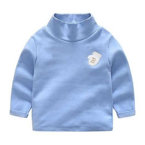 2020 new Autumn boys girls turtleneck sweatshirts Hoodies Solid color Cotton embroidered Bottoming shirt toddler kids clothing