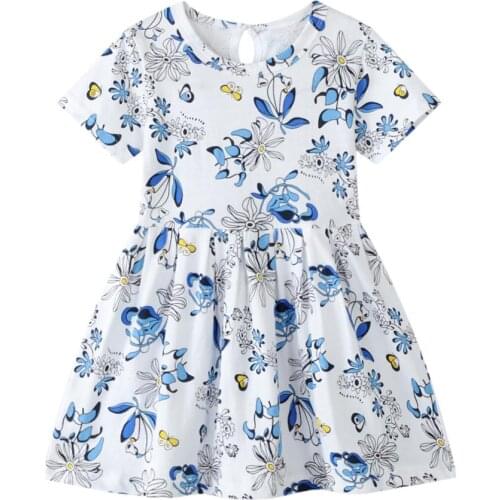 2021 Summer New Girls' Dresses European And American Style Girls Floral Print Cotton Antique Princess Dresses