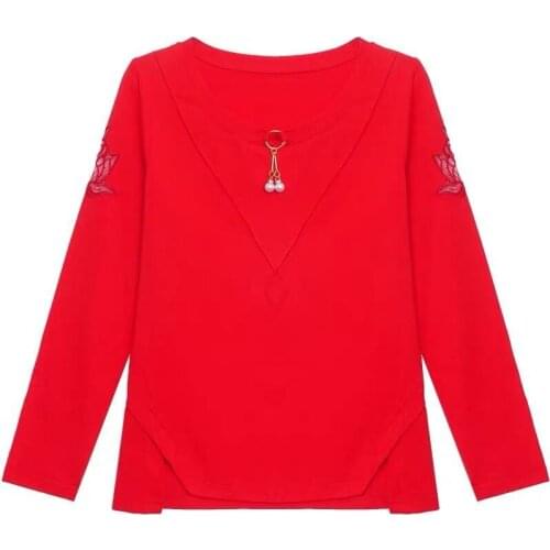 2021 Spring And Autumn New Long-Sleeved T-Shirt Top Womens Temperament Hollow Embroidered Bottoming Shirt Female Blouse L703