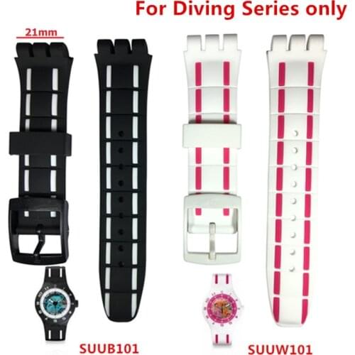 Original quality watchband Watch Accessories strap band For Swatch Silicone Resin for Diving Series SUUB101 SUUW101 logo on 21mm