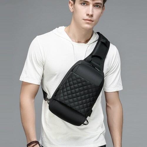 Men Casual Fashion Messenger Bag Crossbody Bags for 9.7" iPad Waterproof Shoulder Bag USB Charging Chest Pack Sports Sling Bags