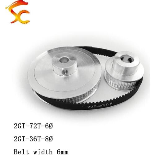 High quality,Timing Belt Pulley GT2 72 teeth 36 tooth Reduction 2:1/1:2 3D printer accessories belt width 6mm,Bore 6&8mm