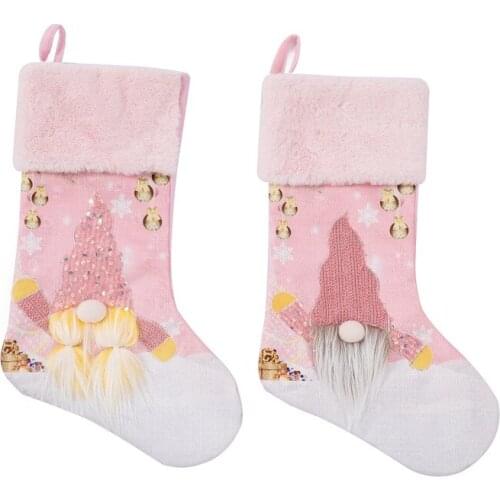 Navidad Christmas Stockings Natal Pink Children Candy Gift Bag