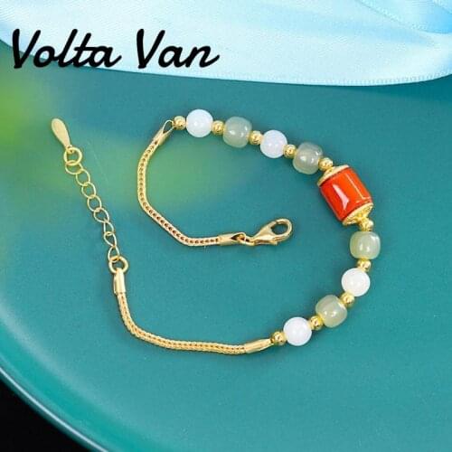 Volta Van Charm Bracelets 925 Sterling Silver Fine Jewelry Natural Jade Trendy Elegant 2021 New Fashion Concise Women Bracelet