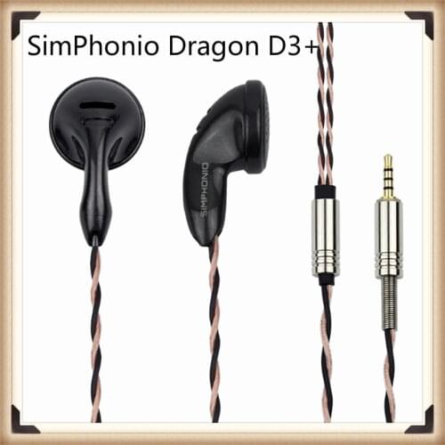 SimPhonio Dragon D3 Plus D3+ Dynamic HiFi Music Monitor DJ Studio Audiophile Earphone Flat Head PK2 BK CM2000Ti Bell-Ti CHACONNE