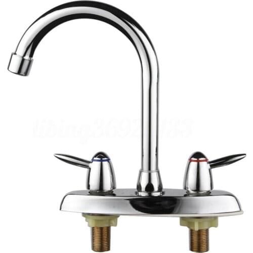 Kitchen Sink Faucet Mixer Cold And Hot Double Handle Swivel Spout Kitchen Water Sink Mixer Tap Faucets