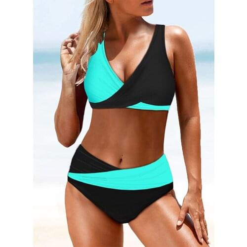 Sexy Bikinis 2021 Woman Separate Swimsuit Push Up High Waist Bathing Suit Bikini Set Cross Bandage Swimwear Women Beach Wear