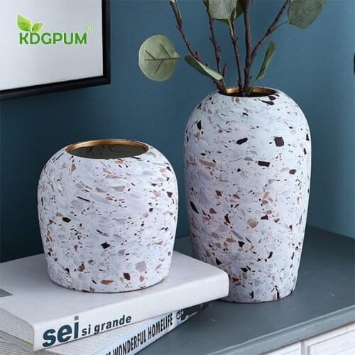 Modern Handmade Ceramic Vase Terrazzo Pattern Flower Pot Nordic Dried Flower Flower Arrangement Home Decoration Ornaments