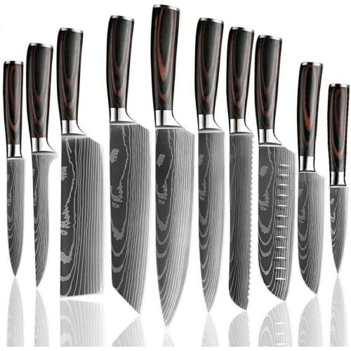 OWL japanese kitchen knives Laser Damascus pattern chef knife Sharp Cleaver Slicing Utility Knives tool Best Choice for Kitchen