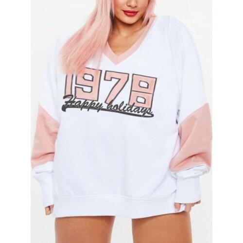 Plus Size Hoodies for Women Pink Patchwork Letter Print Full Sleeve Loose Pullovers Fashion Elegant Blouse Shirts 2021 New Hot