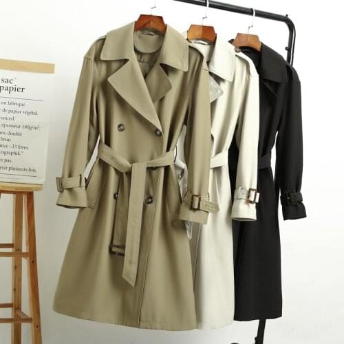 Counter Suit Material Drape Sense Windbreaker Womens Middle Long Spring European Goods British Atmosphere Fashion Coat