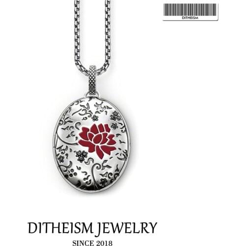 Link Chain Necklace Red Flower Locket, 2018 Fashion 925 Sterling Silver Jewelry European Romantic Gift For Men Women Boy Girls