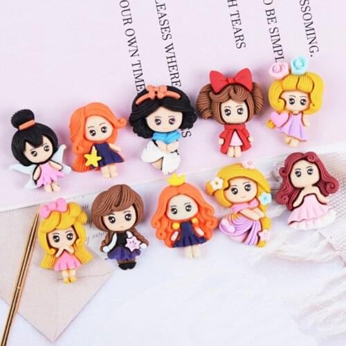 10Pcs Cartoon Princess Girls Color Resin Accessories Kids Toys Headwear Phone Shell Patch Arts DIY Craft Supplies Material