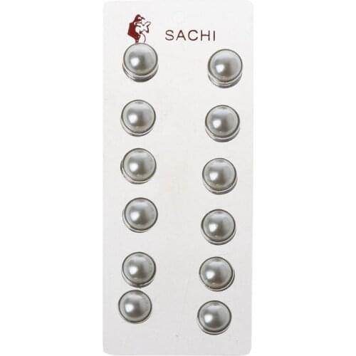 12 Pairs Muslim Magnetic Hemisphere White Faux Pearl Hijab Pins Abaya Clasp Brooch Fashion Shawl Scarf Pins Jewelry