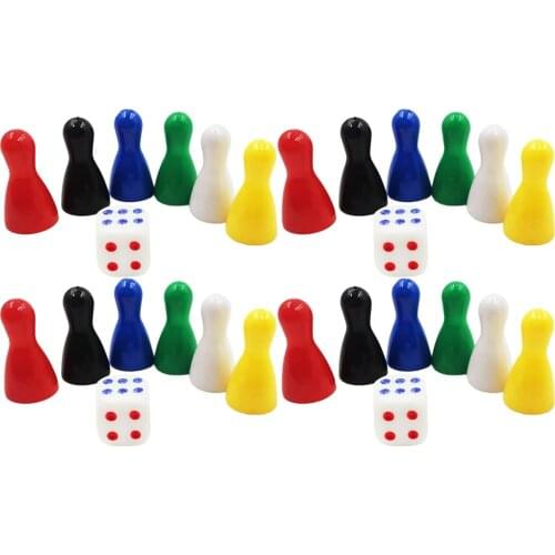 24 PCS Colorful Pieces Pawn Chess Plastic Pieces Dice Board Card Games Gift DIY Board Game
