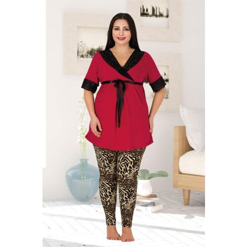 404 TURKISH FINANCIAL WOMEN LARGE SIZE SHORT SLEEVE PİJAMA TOOL