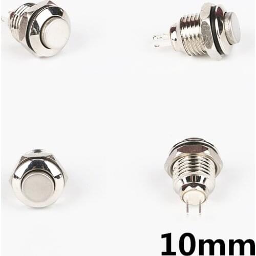 5pc 10MM 2pin Panel Hole Metal Button Switch Latching Power Push Button High Head Self Locking/ Reset soldering IP67 1NO