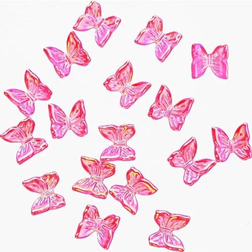 50pcs/Bag Shiny AB Color Butterfly Nail Accessory 3D Holographic Butterflies Rhinestone Sticker Resin Decorations Nail Art Tr#43
