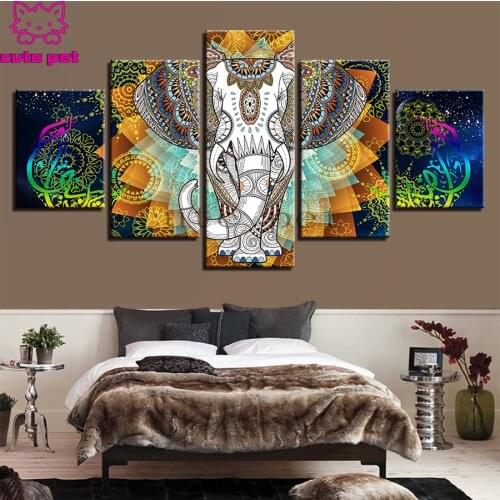 5D DIY Diamond Painting Abstract art, elephant and colorful flowers cross stitch mosaic full square/round diamond embroidery
