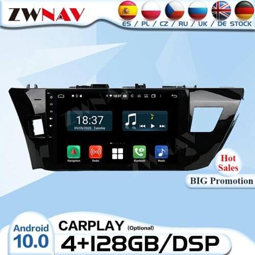 128G 2 Din Carplay Android 10 Radio Receiver For Toyota Corolla 2014 2015 Audio Stereo Video Player CAR GPS Navigation Head Unit