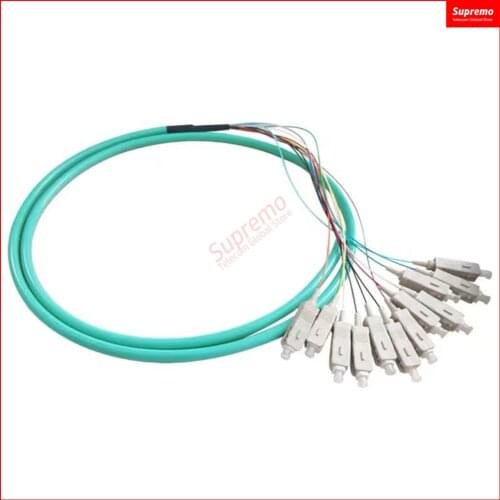 Free Shipping 12 Fibers Pigtail SC /UPC 50/125 Multimode OM3 Bunch 12 Core Fiber Optic Pigtail - 0.9mm PVC Jacket