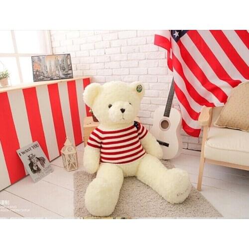 Big lovely plush stripe sweater teddy bear toy US flag sweater white bear doll gift doll about 100cm 0134