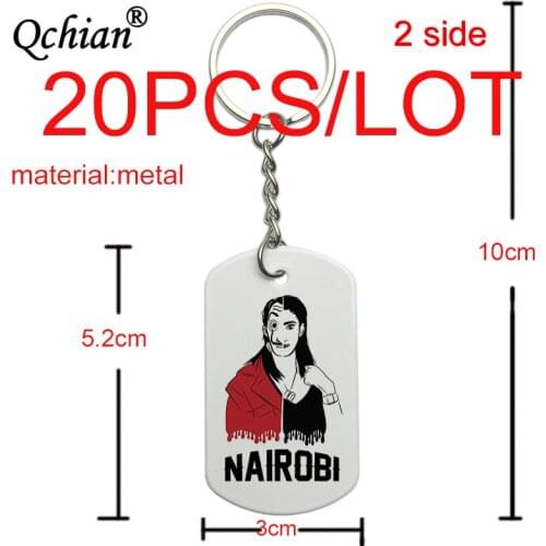 20pcs La Casa De Papel Dali El Profesor Keychain The House of Paper Money Heist Key Chain for Women Men Car Keyring Jewelry Gift