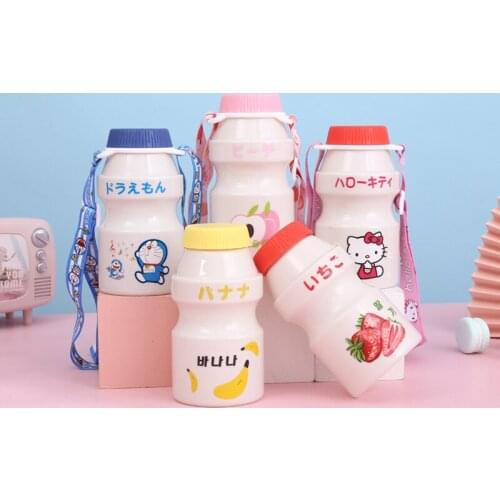 Yakult Water Bottle Kawaii Creative Cute Carton Fruit Shape Plastic Drinking Cup BPA Free For Kids/Girl/Adult Cups with Rope