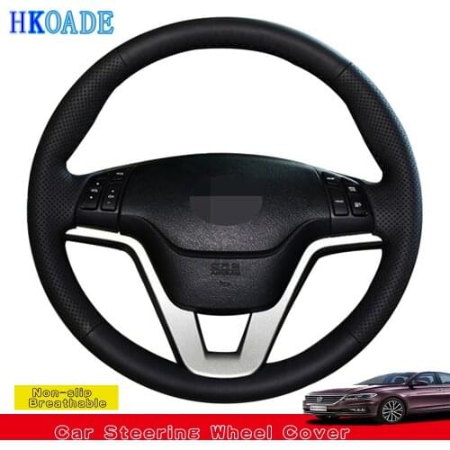 DIY Hand-Stitched Black Artificial Leather Car Accessories Steering Wheel Cover For Honda CRV CR-V 2007 2008 2009 2010 2011