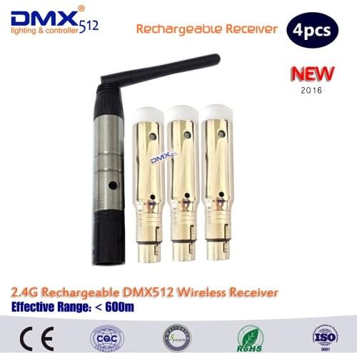 DHL Free shipping 2.4Ghz Built in rechargeable battery wireless dmx512 receivers led moving head light dmx light controller