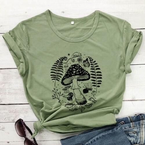 Aesthetic Forest Mushrooms T-shirt Vintage Botanical Nature Walk Tee Shirt Top Funny Women Graphic Mycologist Tshirt